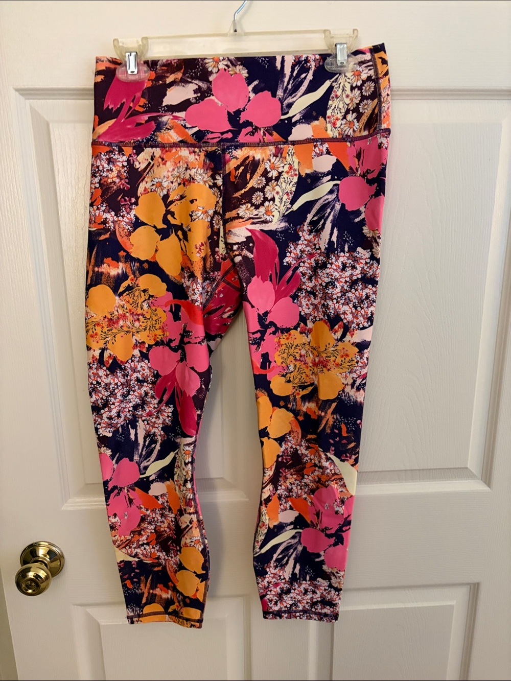Fabletics Floral Print Leggings - Pink & Orange